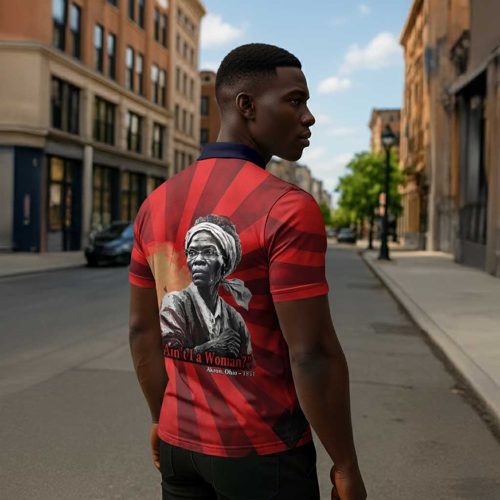 Sojourner Truth Zipper Polo Shirt Ain’t I a Woman - Akron 1851 Speech Tribute Design - African Pride