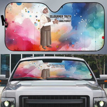 Sojourner Truth Auto Sun Shade I Sell the Shadow - Abolitionist Legacy Watercolor Design - African Pride