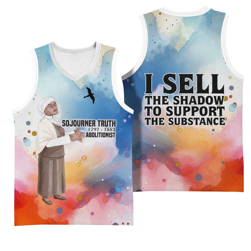 Sojourner Truth Basketball Jersey I Sell the Shadow - Abolitionist Legacy Watercolor Design - African Pride