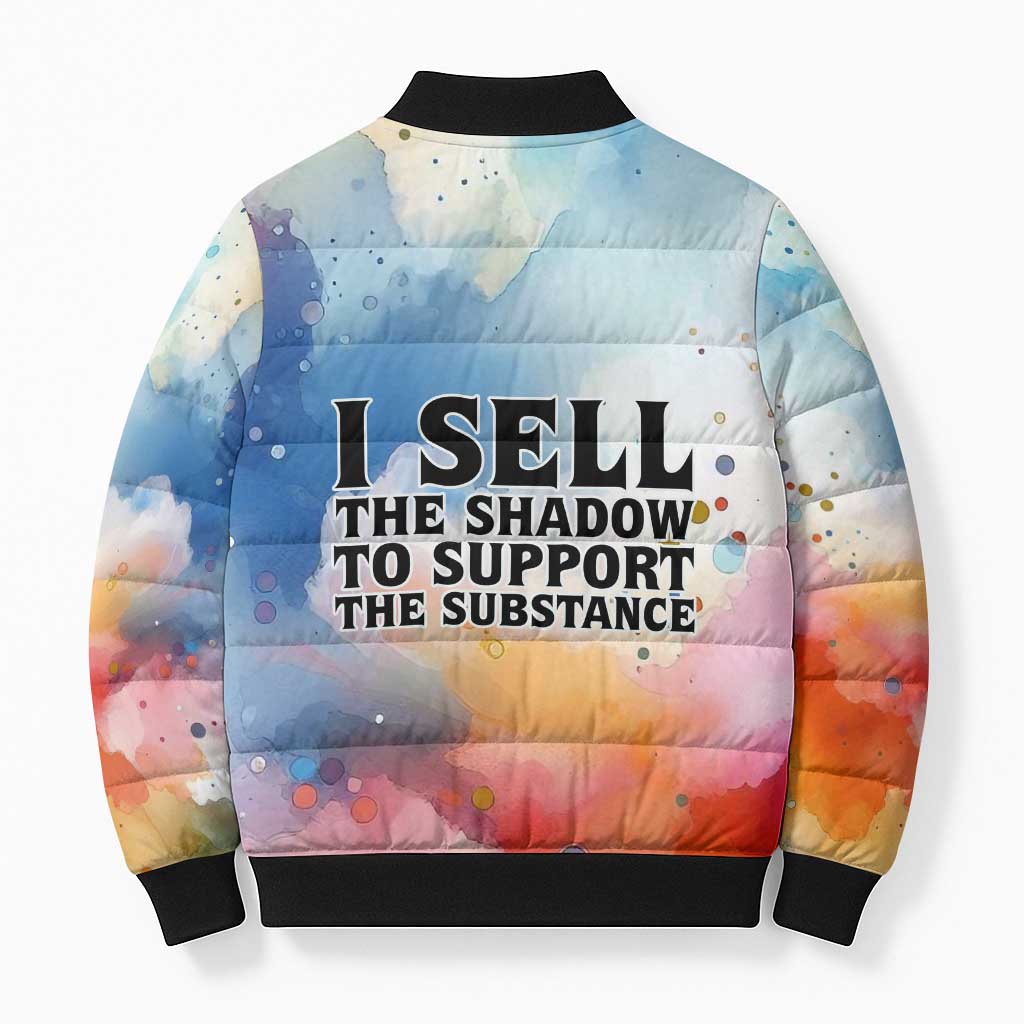 Sojourner Truth Bomber Puffer Jacket I Sell the Shadow - Abolitionist Legacy Watercolor Design - African Pride