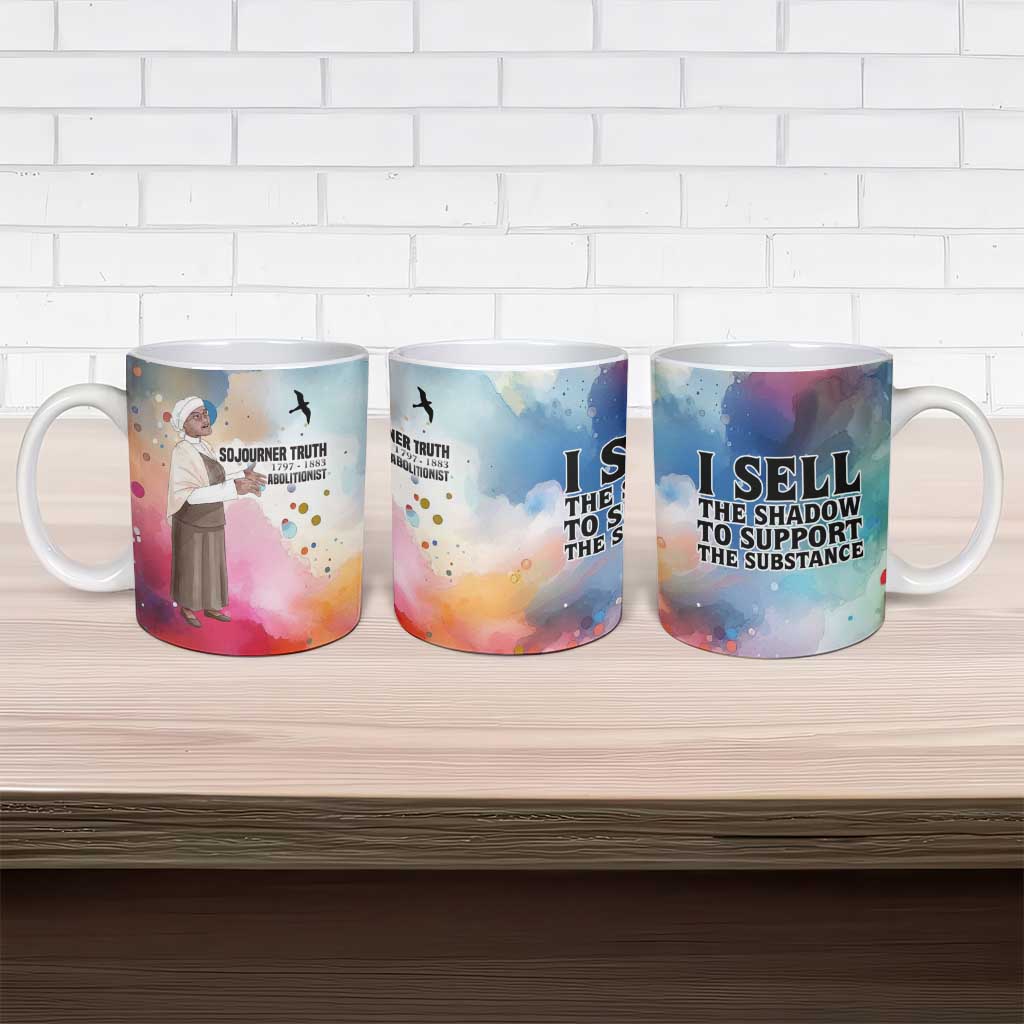 Sojourner Truth Ceramic Mug I Sell the Shadow - Abolitionist Legacy Watercolor Design - African Pride