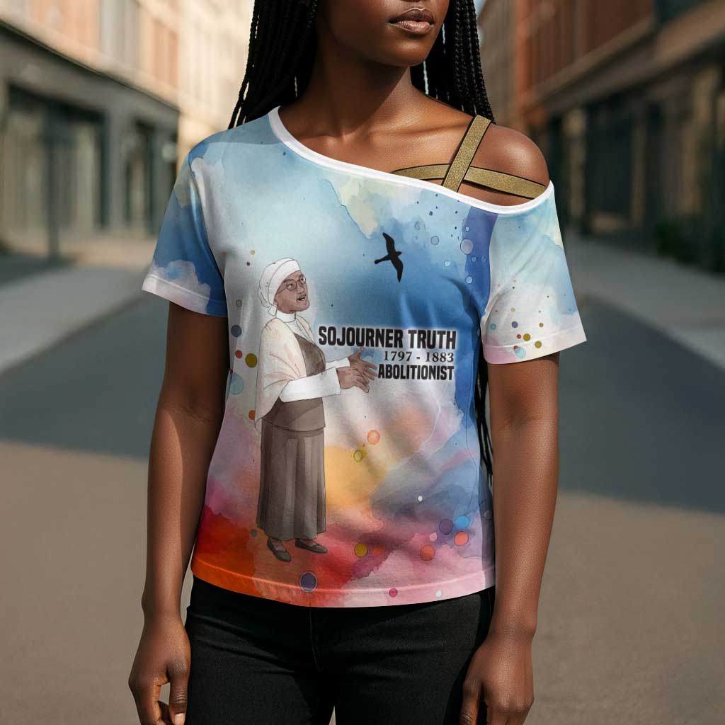 Sojourner Truth Cross Shoulder Shirt I Sell the Shadow - Abolitionist Legacy Watercolor Design - African Pride