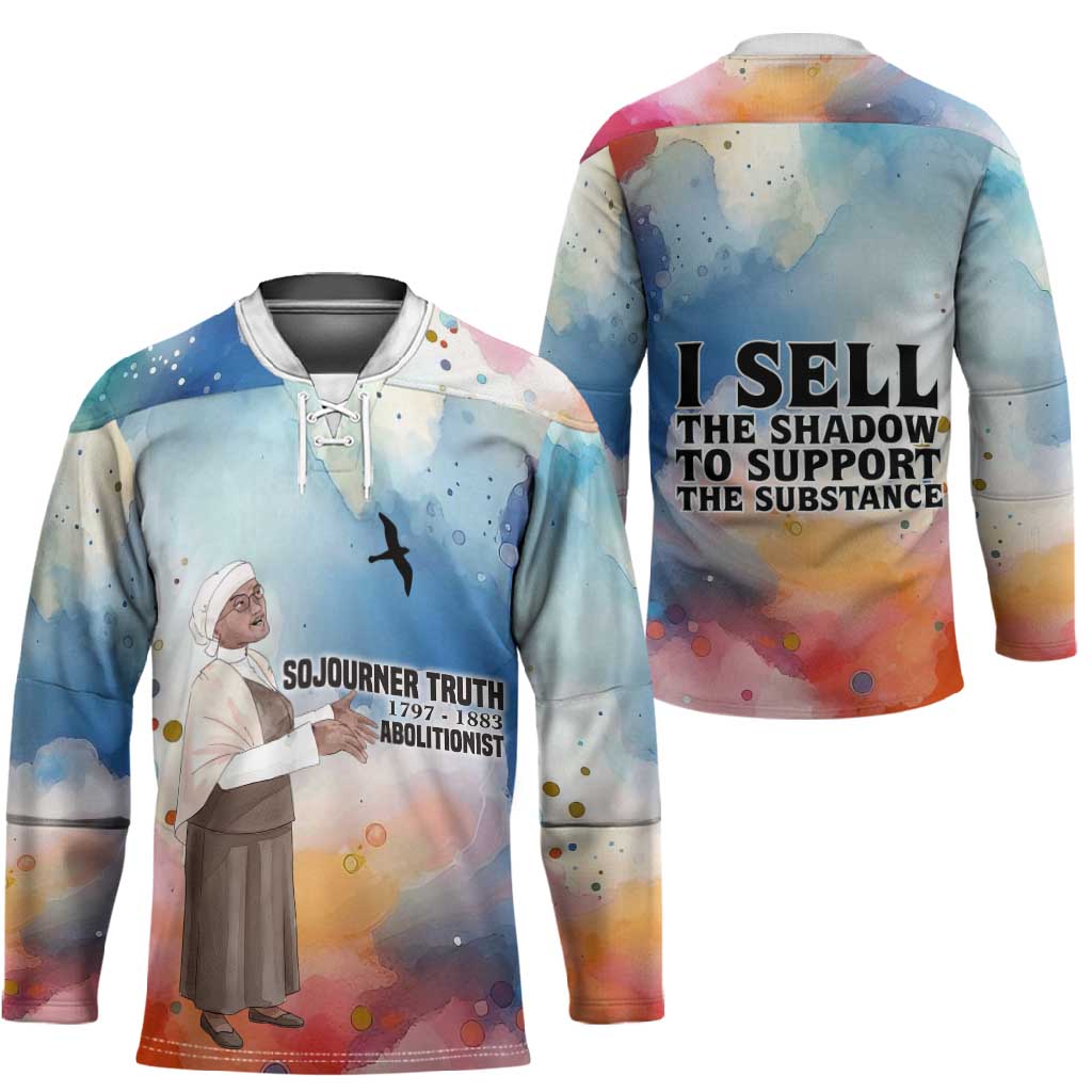 Sojourner Truth Hockey Jersey I Sell the Shadow - Abolitionist Legacy Watercolor Design - African Pride