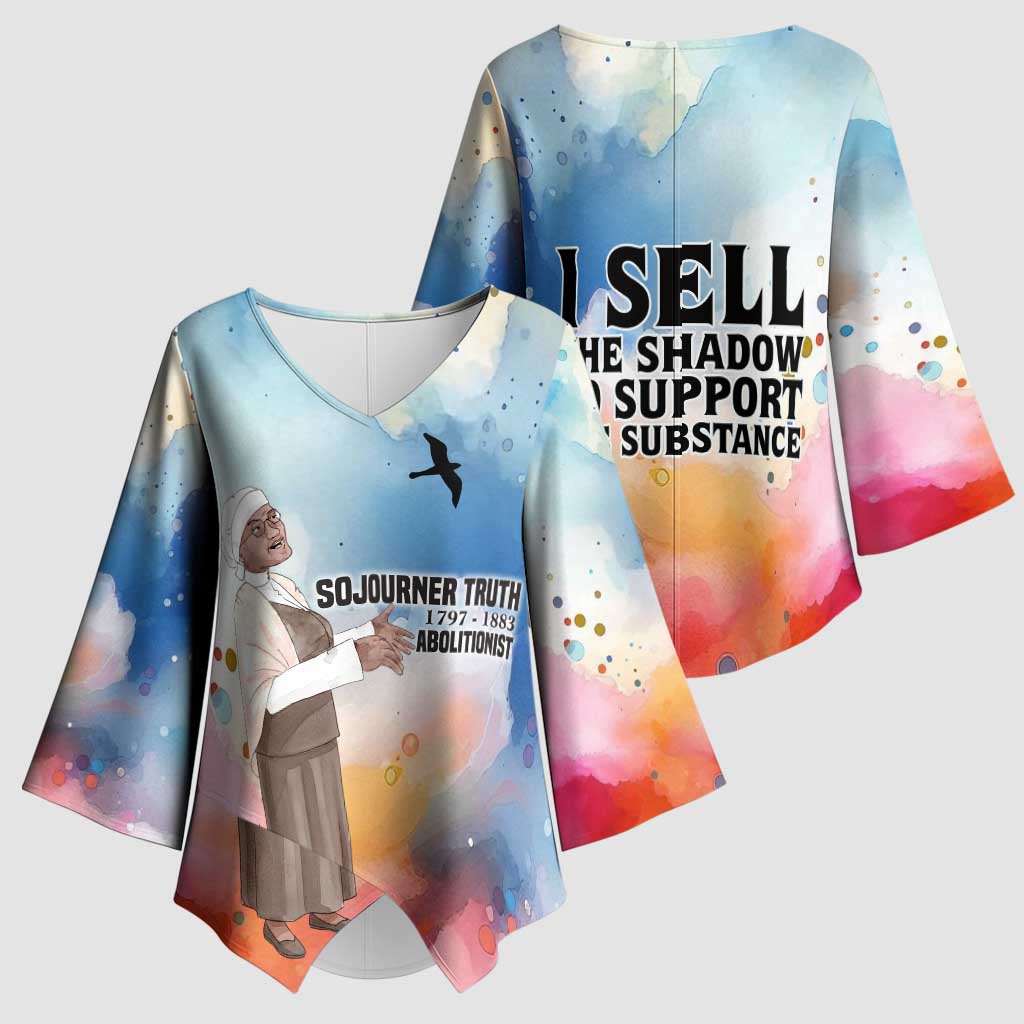 Sojourner Truth Kimono Sleeve Blouse I Sell the Shadow - Abolitionist Legacy Watercolor Design - African Pride