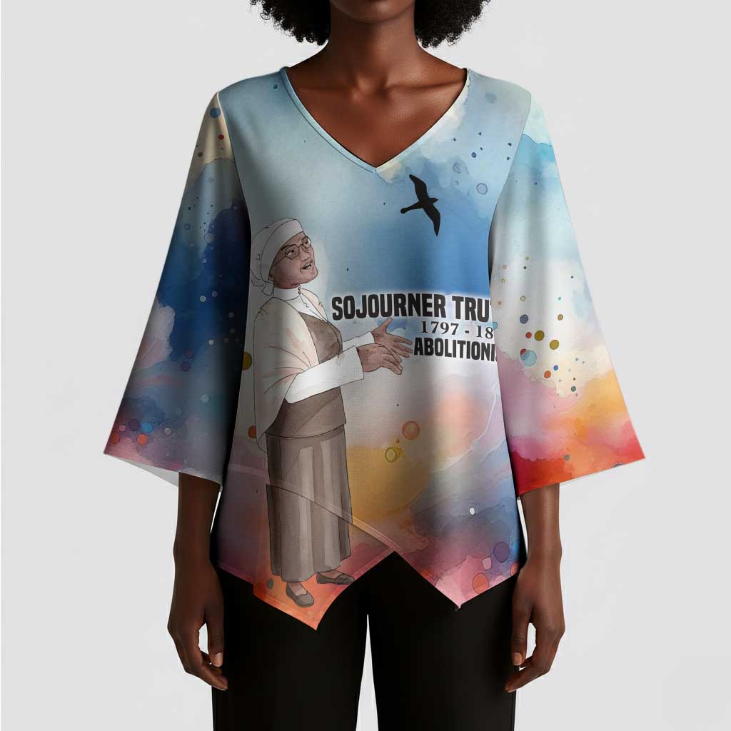Sojourner Truth Kimono Sleeve Blouse I Sell the Shadow - Abolitionist Legacy Watercolor Design - African Pride