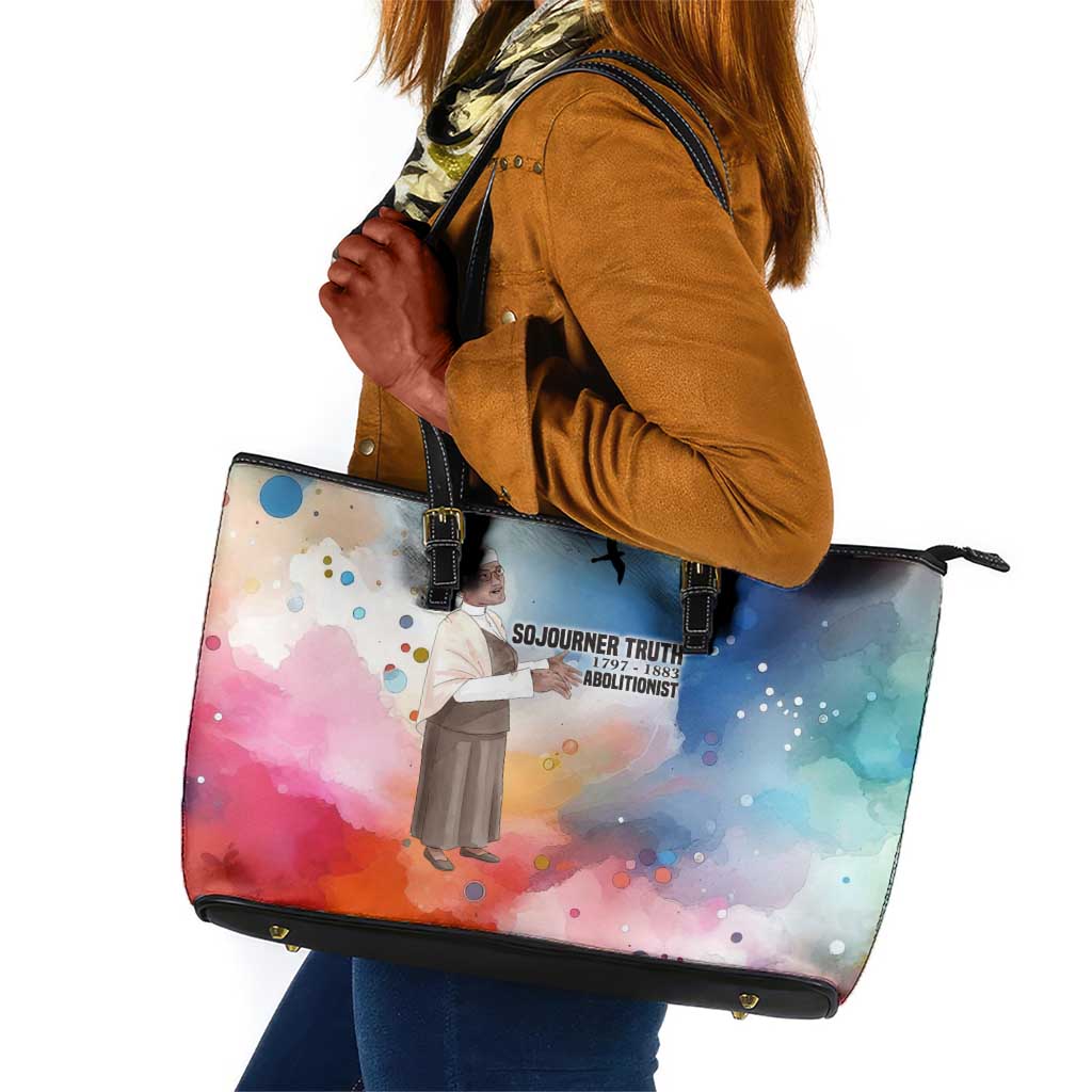 Sojourner Truth Leather Tote Bag I Sell the Shadow - Abolitionist Legacy Watercolor Design - African Pride