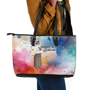 Sojourner Truth Leather Tote Bag I Sell the Shadow - Abolitionist Legacy Watercolor Design - African Pride