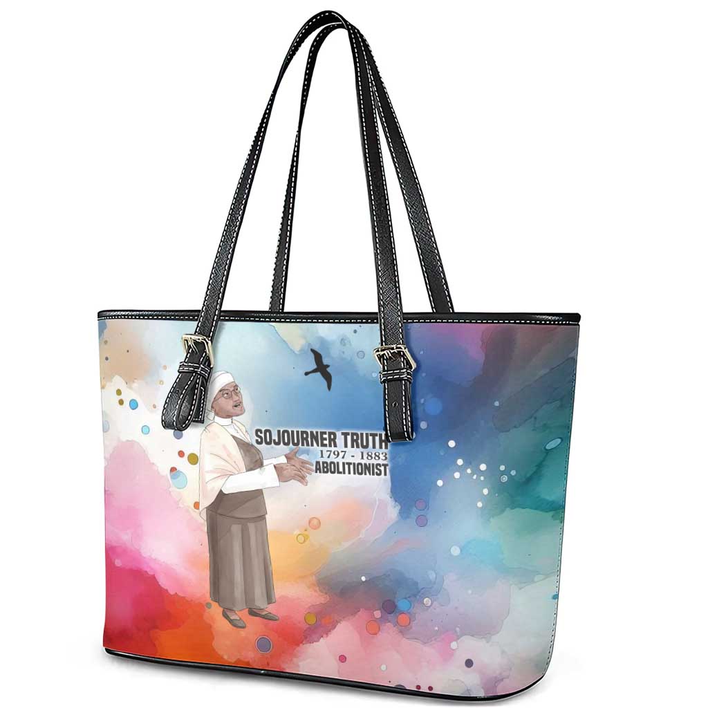 Sojourner Truth Leather Tote Bag I Sell the Shadow - Abolitionist Legacy Watercolor Design - African Pride
