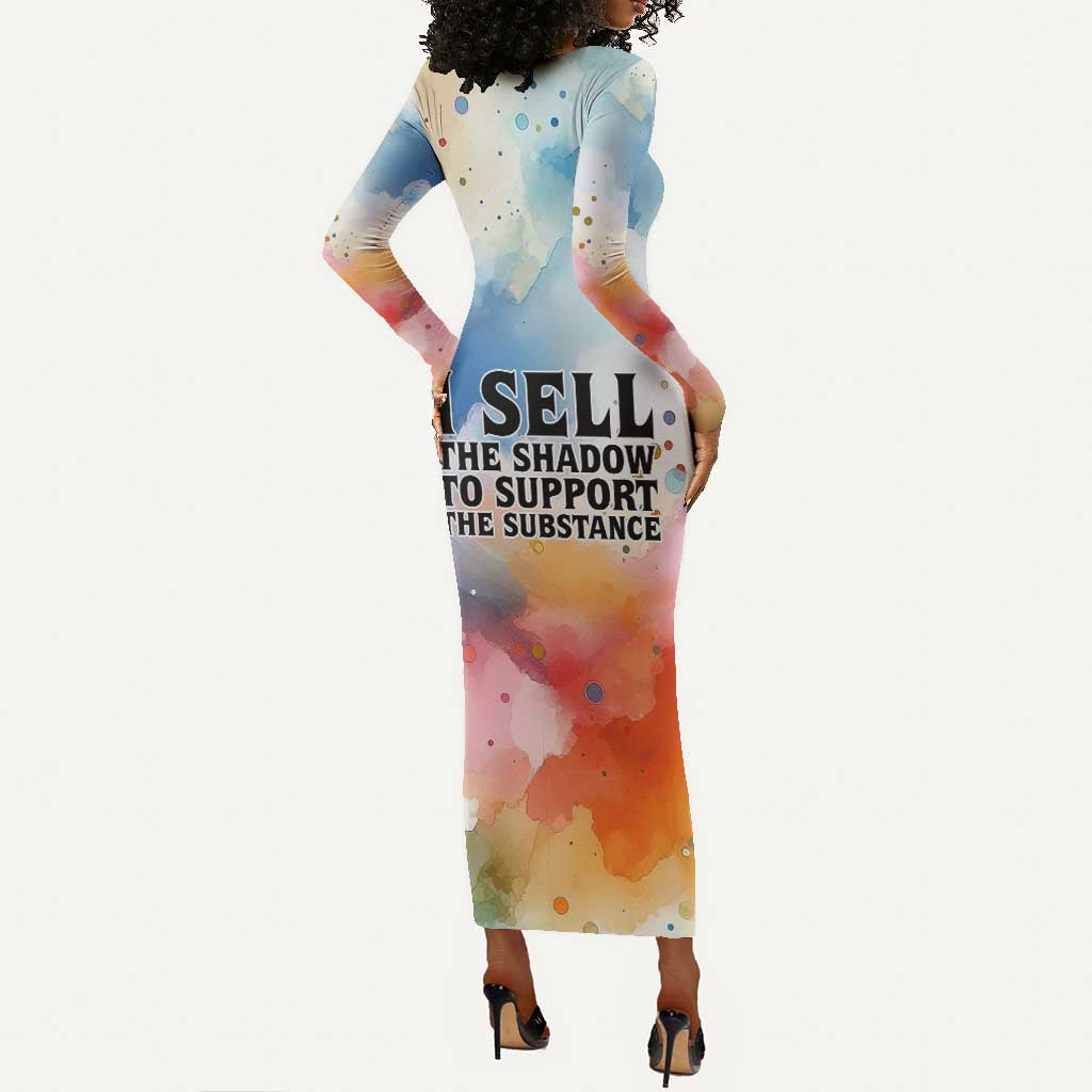 Sojourner Truth Long Sleeve Bodycon Dress I Sell the Shadow - Abolitionist Legacy Watercolor Design - African Pride