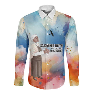 Sojourner Truth Long Sleeve Button Shirt I Sell the Shadow - Abolitionist Legacy Watercolor Design - African Pride