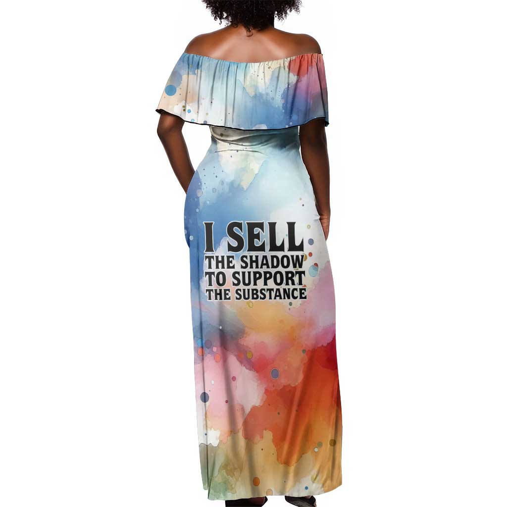 Sojourner Truth Off Shoulder Maxi Dress I Sell the Shadow - Abolitionist Legacy Watercolor Design - African Pride