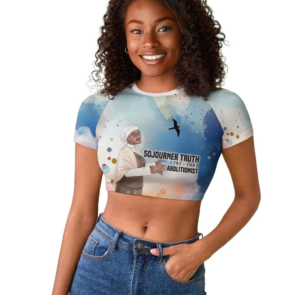 Sojourner Truth Raglan Cropped T shirt I Sell the Shadow - Abolitionist Legacy Watercolor Design TS04