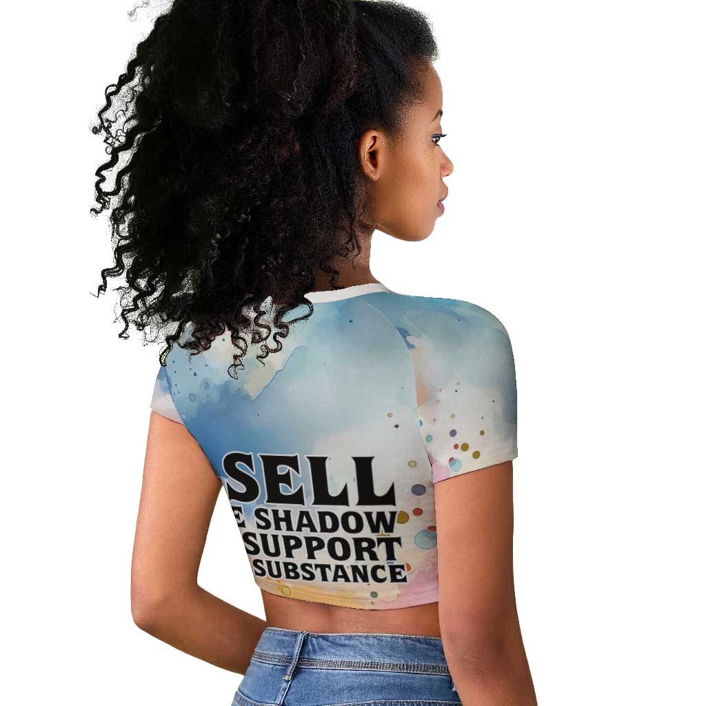 Sojourner Truth Raglan Cropped T shirt I Sell the Shadow - Abolitionist Legacy Watercolor Design TS04