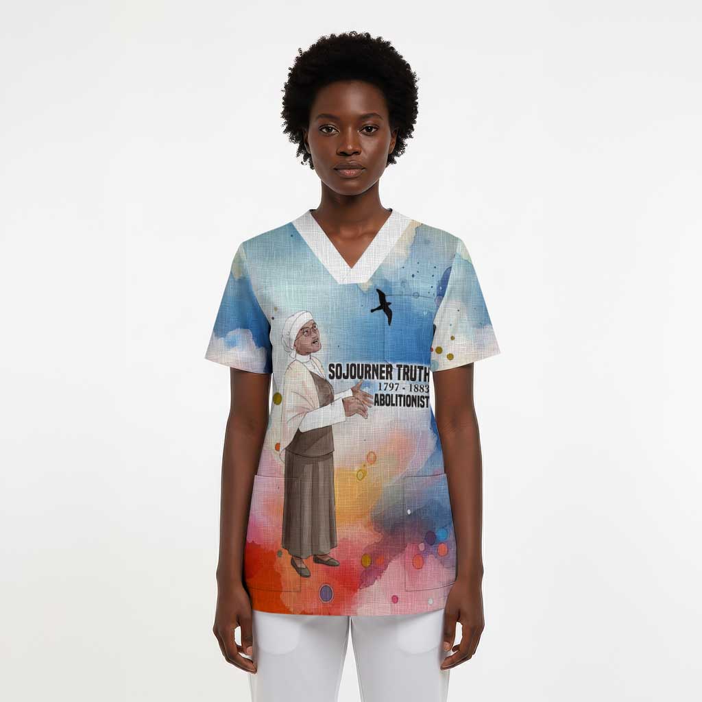 Sojourner Truth Scrub Top I Sell the Shadow - Abolitionist Legacy Watercolor Design - African Pride