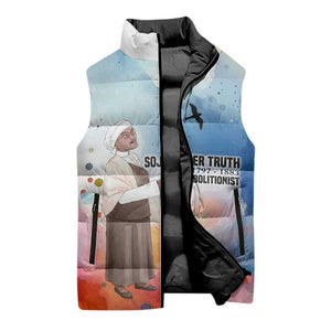 Sojourner Truth Sleeveless Puffer Jacket I Sell the Shadow - Abolitionist Legacy Watercolor Design - African Pride