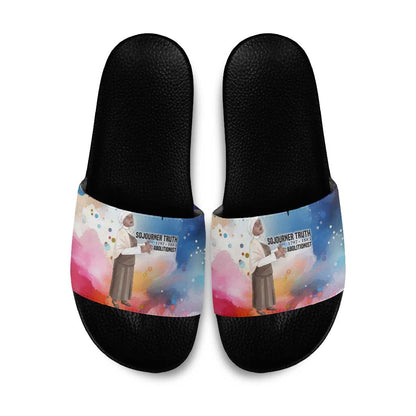 Sojourner Truth Slide Sandals I Sell the Shadow - Abolitionist Legacy Watercolor Design - African Pride