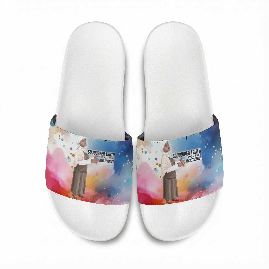 Sojourner Truth Slide Sandals I Sell the Shadow - Abolitionist Legacy Watercolor Design - African Pride