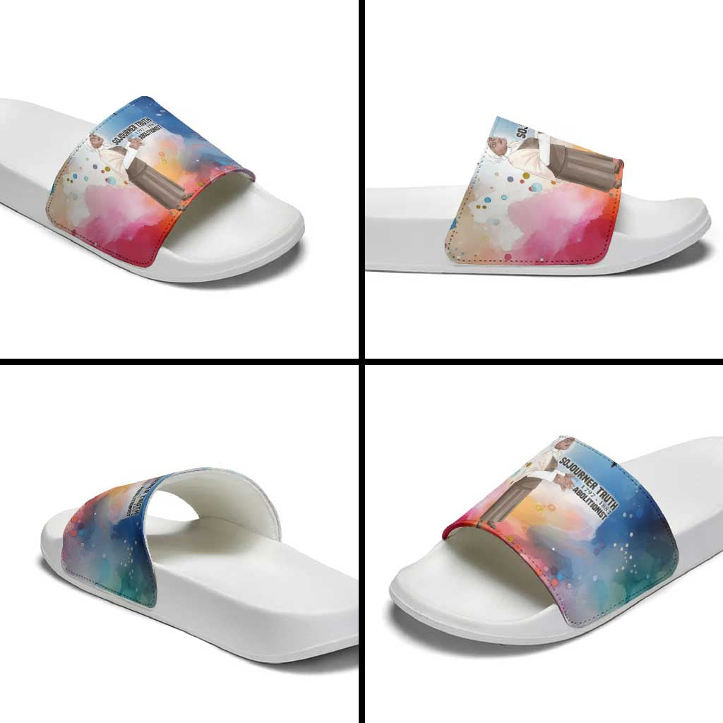 Sojourner Truth Slide Sandals I Sell the Shadow - Abolitionist Legacy Watercolor Design - African Pride