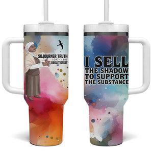 Sojourner Truth Tumbler With Handle I Sell the Shadow - Abolitionist Legacy Watercolor Design - African Pride