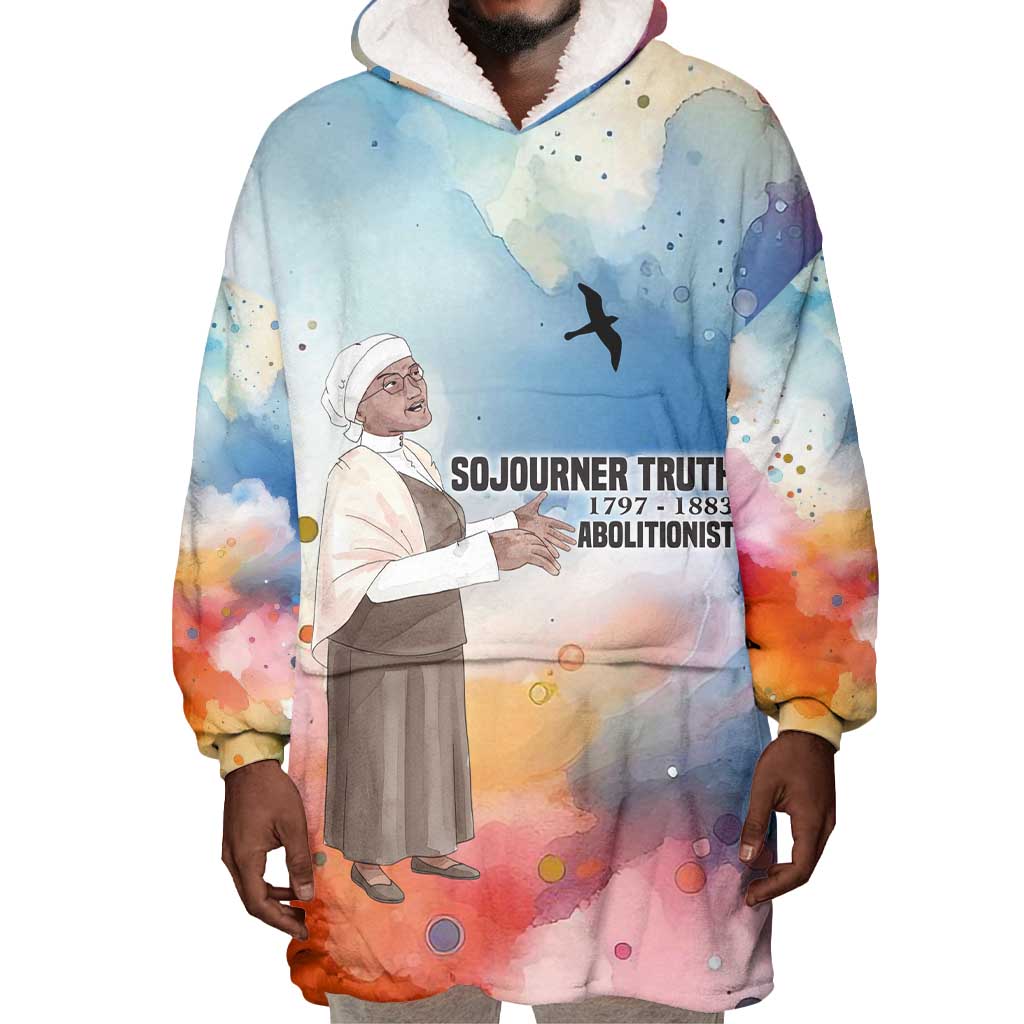 Sojourner Truth Wearable Blanket Hoodie I Sell the Shadow - Abolitionist Legacy Watercolor Design - African Pride