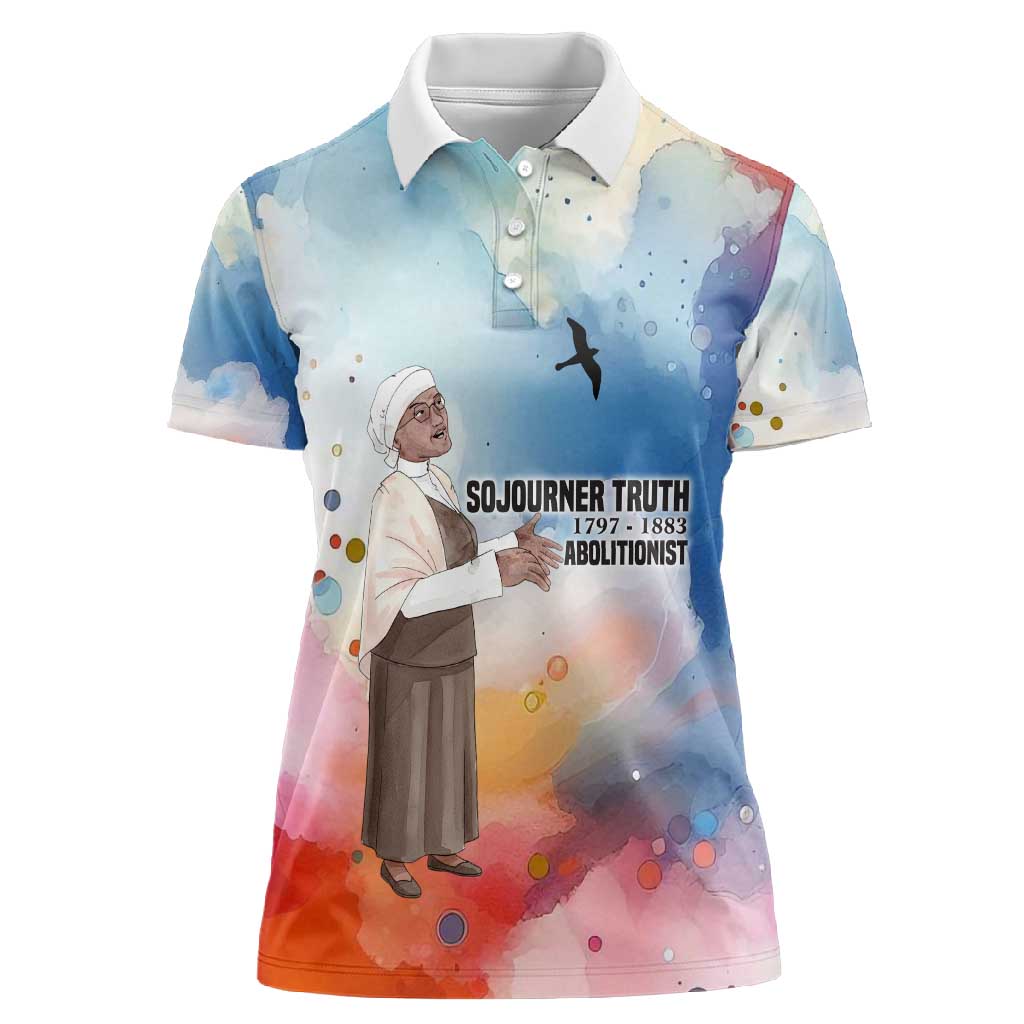 Sojourner Truth Women Polo Shirt I Sell the Shadow - Abolitionist Legacy Watercolor Design TS04