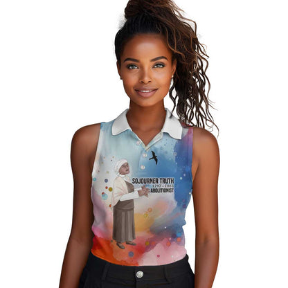 Sojourner Truth Women Sleeveless Polo Shirt I Sell the Shadow - Abolitionist Legacy Watercolor Design - African Pride