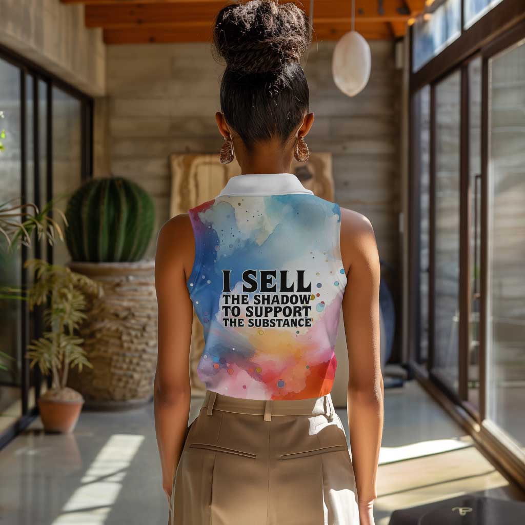 Sojourner Truth Women Sleeveless Polo Shirt I Sell the Shadow - Abolitionist Legacy Watercolor Design - African Pride