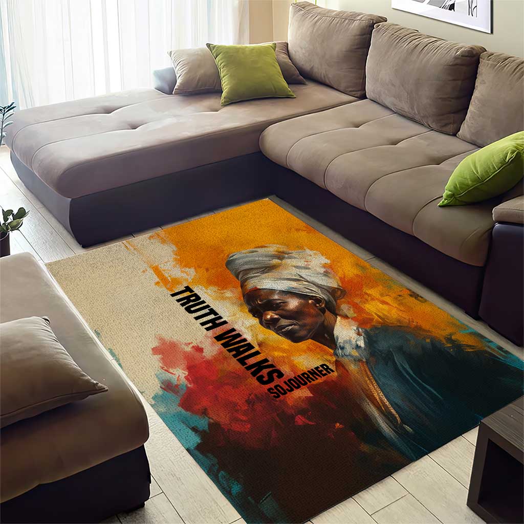 Sojourner Truth Area Rug Truth Walks - Bold Portrait and Empowerment Design - African Pride