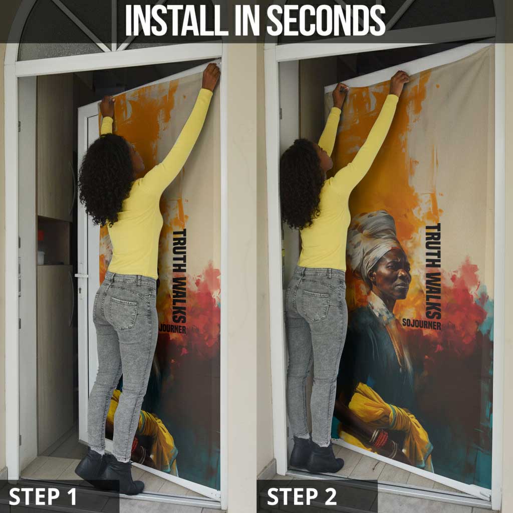 Sojourner Truth Door Cover Truth Walks - Bold Portrait and Empowerment Design - African Pride