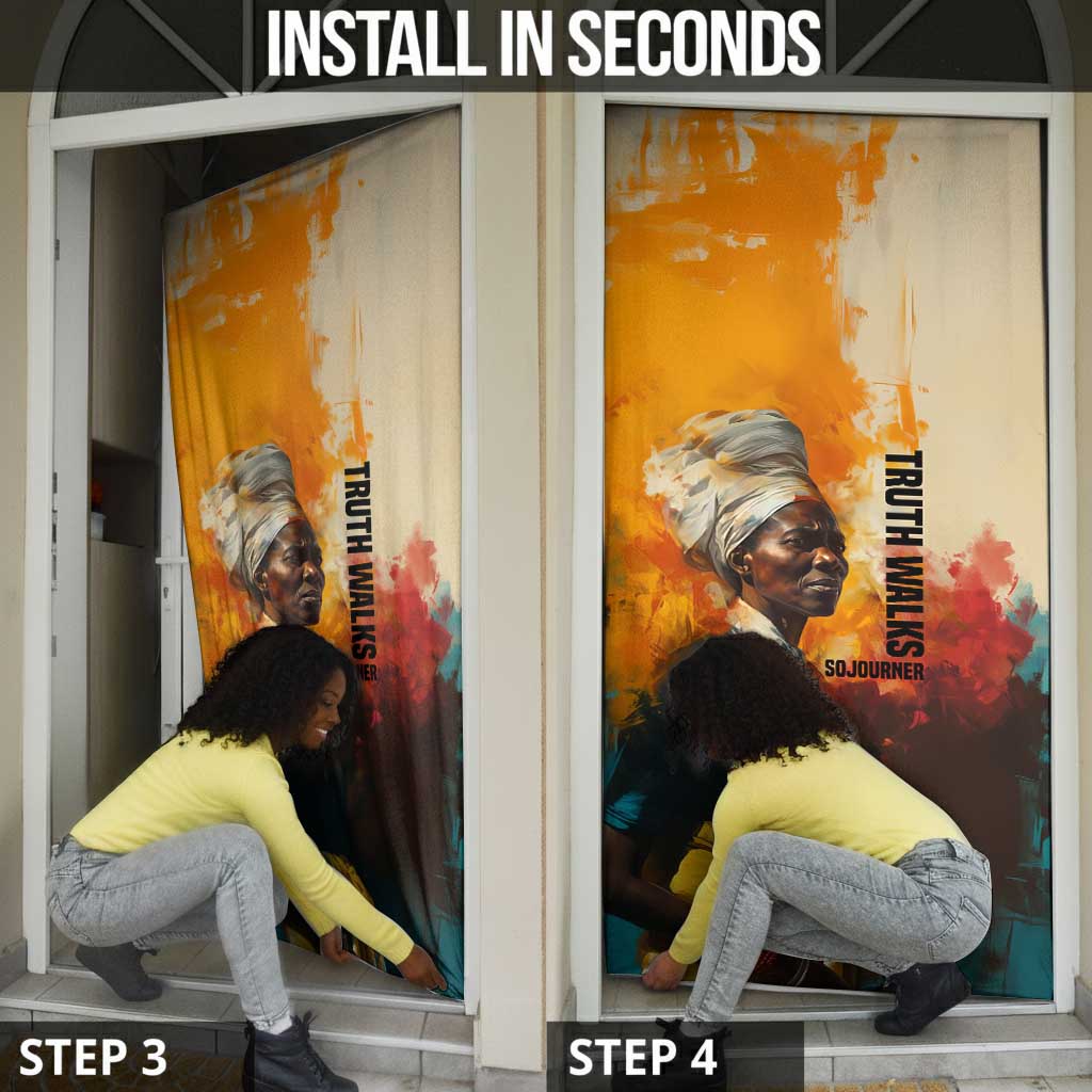 Sojourner Truth Door Cover Truth Walks - Bold Portrait and Empowerment Design - African Pride