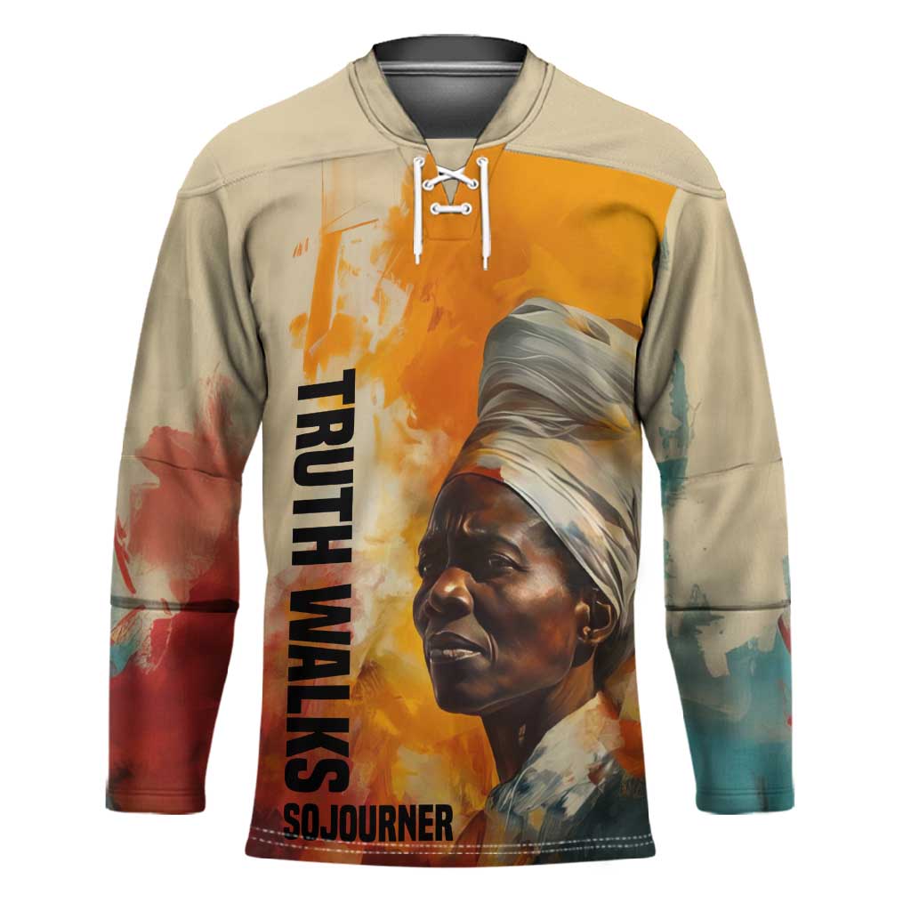 Sojourner Truth Hockey Jersey Truth Walks - Bold Portrait and Empowerment Design - African Pride