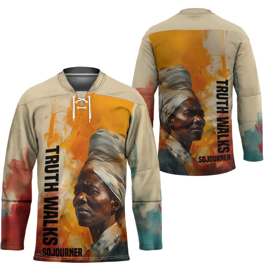 Sojourner Truth Hockey Jersey Truth Walks - Bold Portrait and Empowerment Design - African Pride
