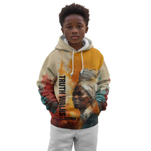 Sojourner Truth Kid Hoodie Truth Walks - Bold Portrait and Empowerment Design - African Pride