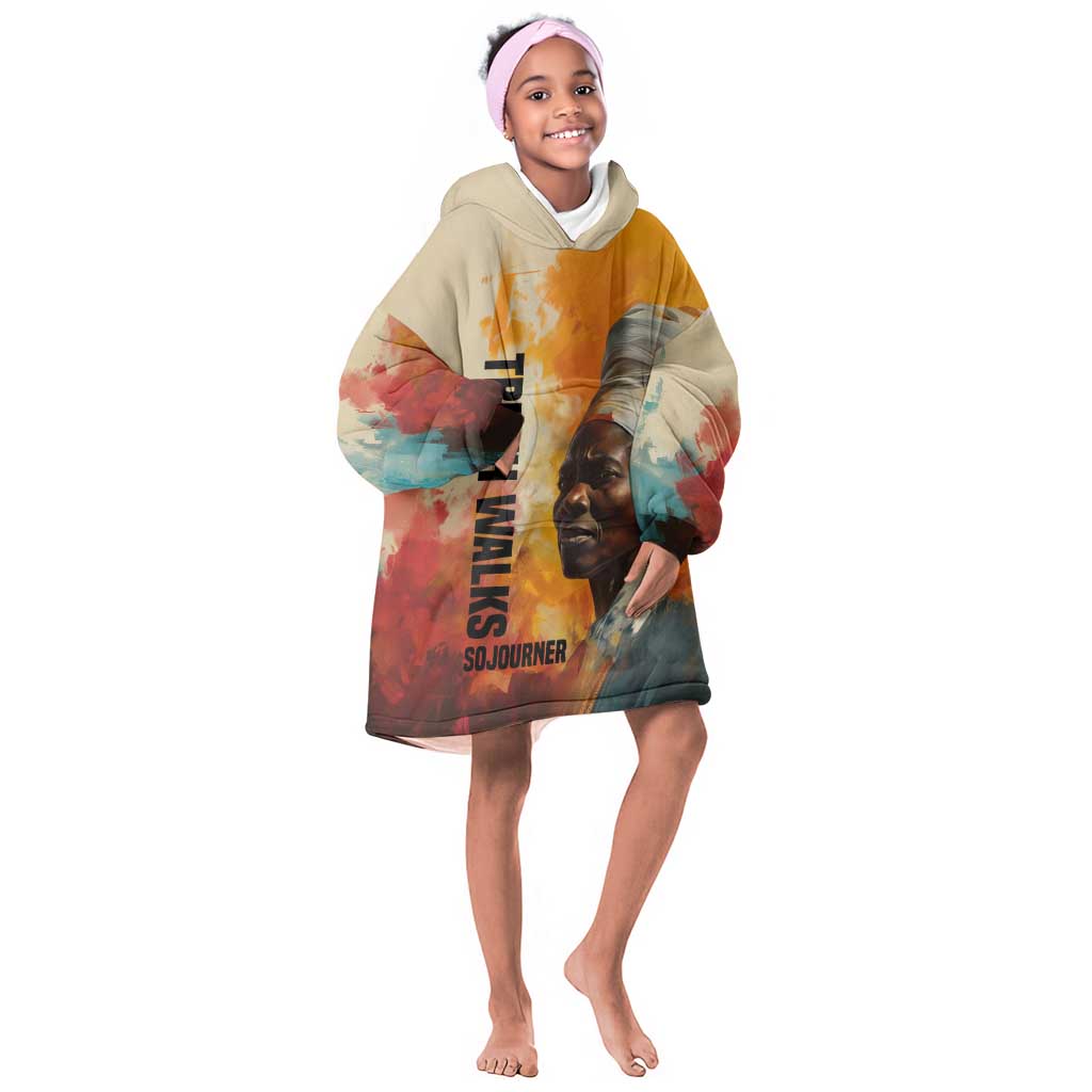 Sojourner Truth Kid Wearable Blanket Hoodie Truth Walks - Bold Portrait and Empowerment Design - African Pride