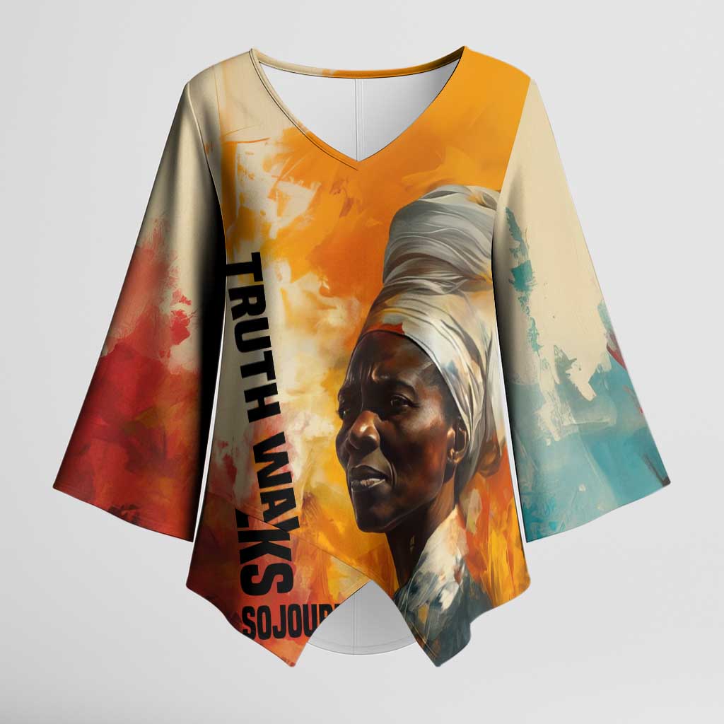 Sojourner Truth Kimono Sleeve Blouse Truth Walks - Bold Portrait and Empowerment Design - African Pride