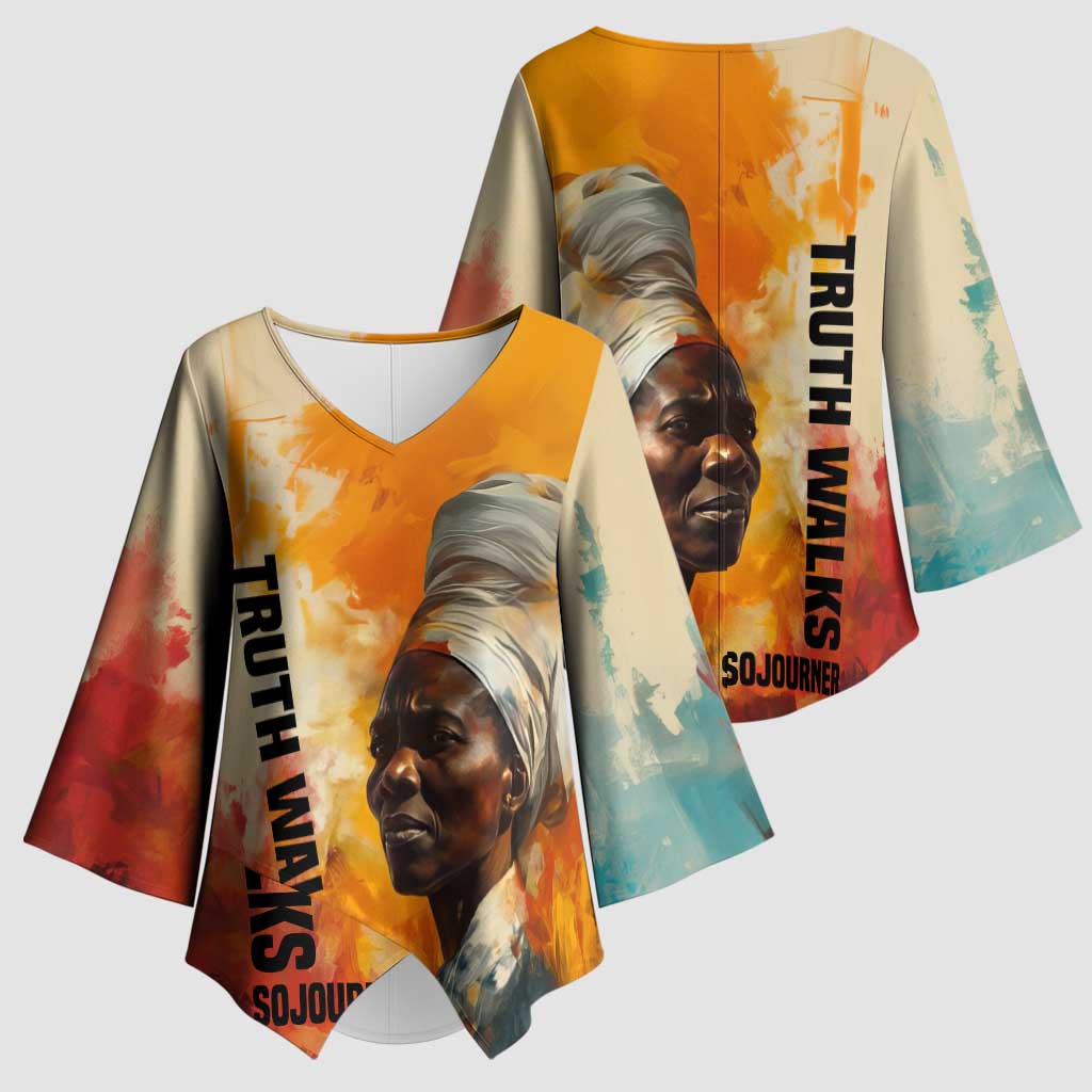 Sojourner Truth Kimono Sleeve Blouse Truth Walks - Bold Portrait and Empowerment Design - African Pride
