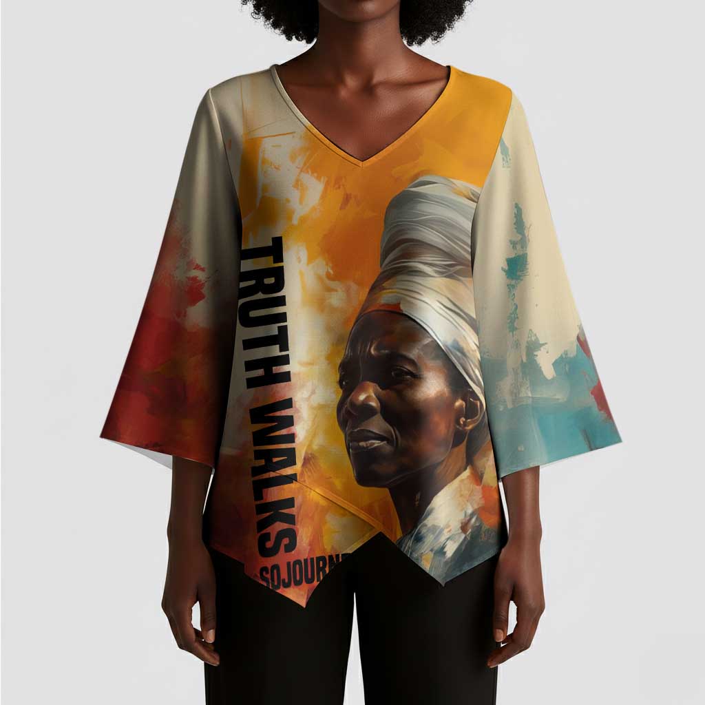 Sojourner Truth Kimono Sleeve Blouse Truth Walks - Bold Portrait and Empowerment Design - African Pride