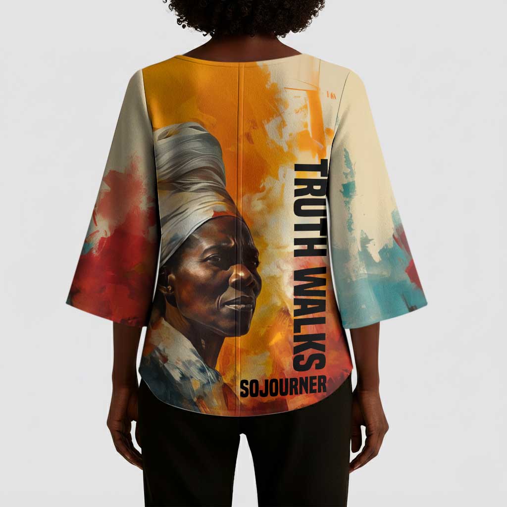Sojourner Truth Kimono Sleeve Blouse Truth Walks - Bold Portrait and Empowerment Design - African Pride