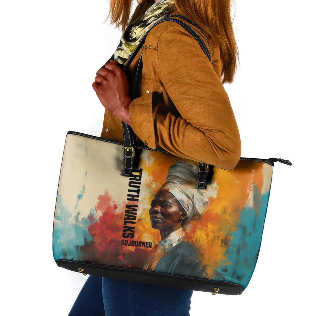 Sojourner Truth Leather Tote Bag Truth Walks - Bold Portrait and Empowerment Design - African Pride