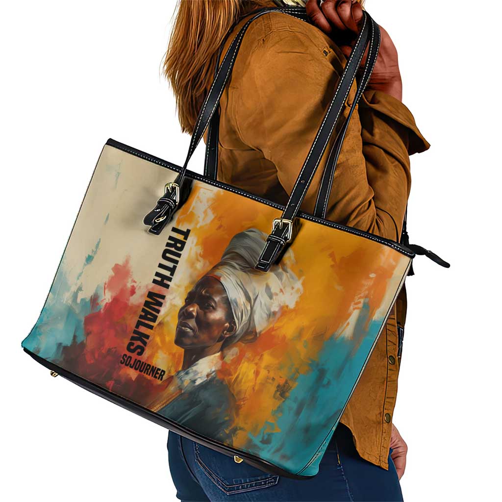 Sojourner Truth Leather Tote Bag Truth Walks - Bold Portrait and Empowerment Design - African Pride