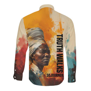 Sojourner Truth Long Sleeve Button Shirt Truth Walks - Bold Portrait and Empowerment Design - African Pride