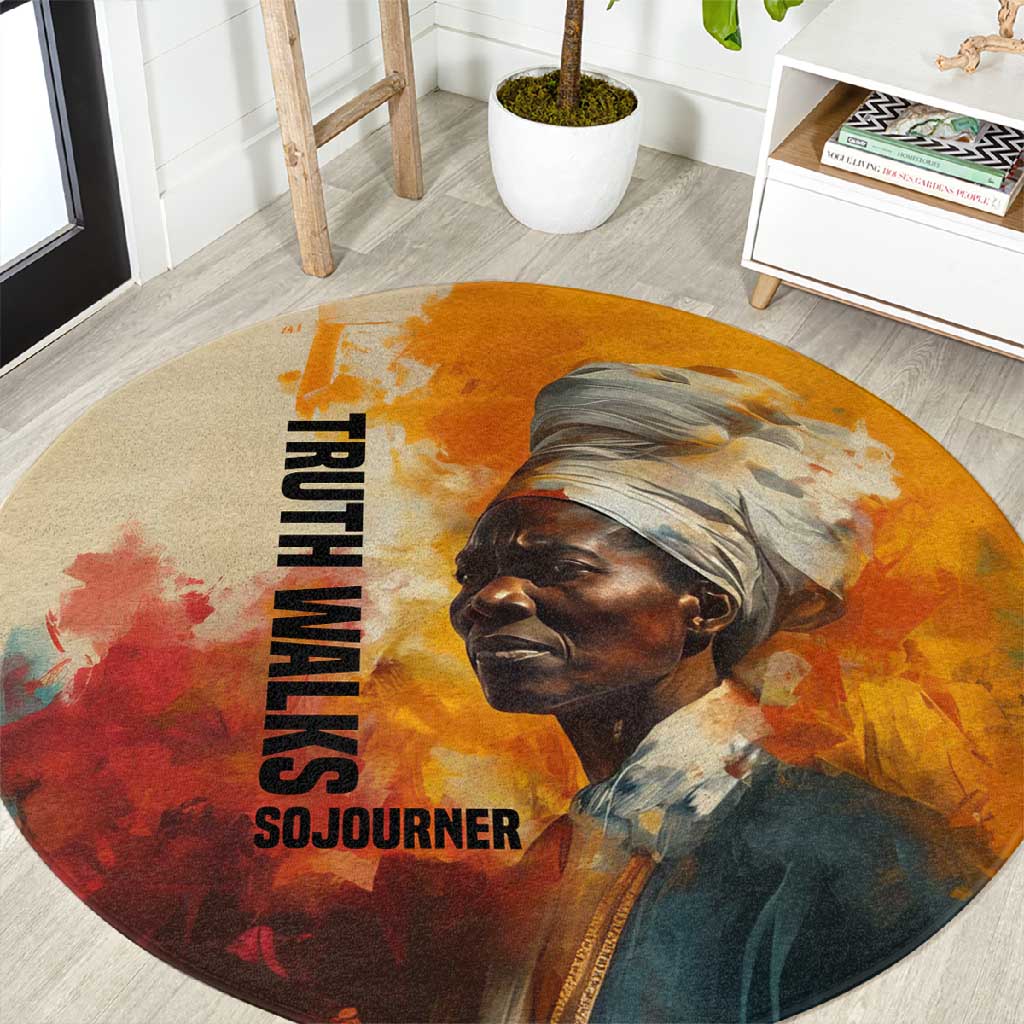 Sojourner Truth Round Carpet Truth Walks - Bold Portrait and Empowerment Design - African Pride