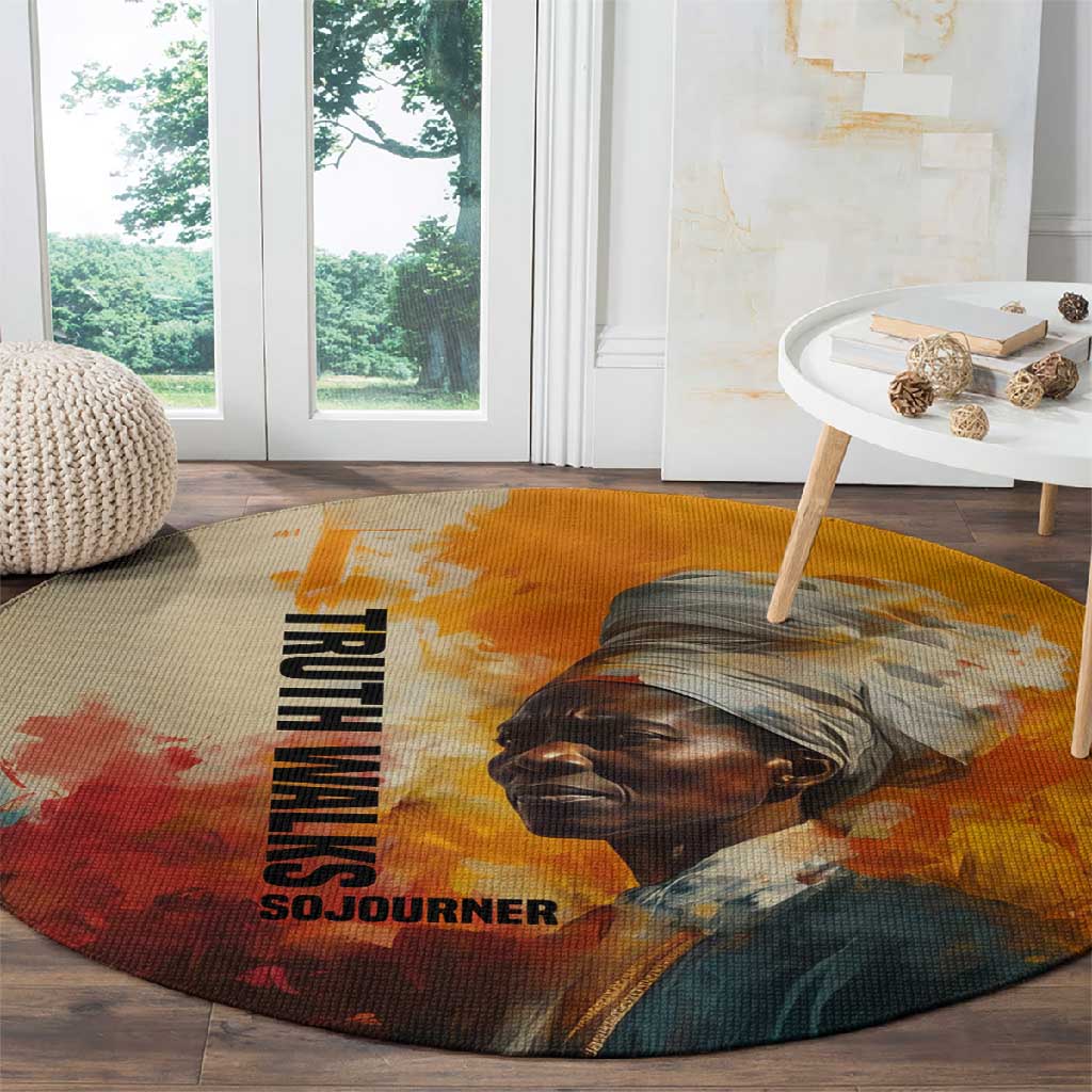 Sojourner Truth Round Carpet Truth Walks - Bold Portrait and Empowerment Design - African Pride