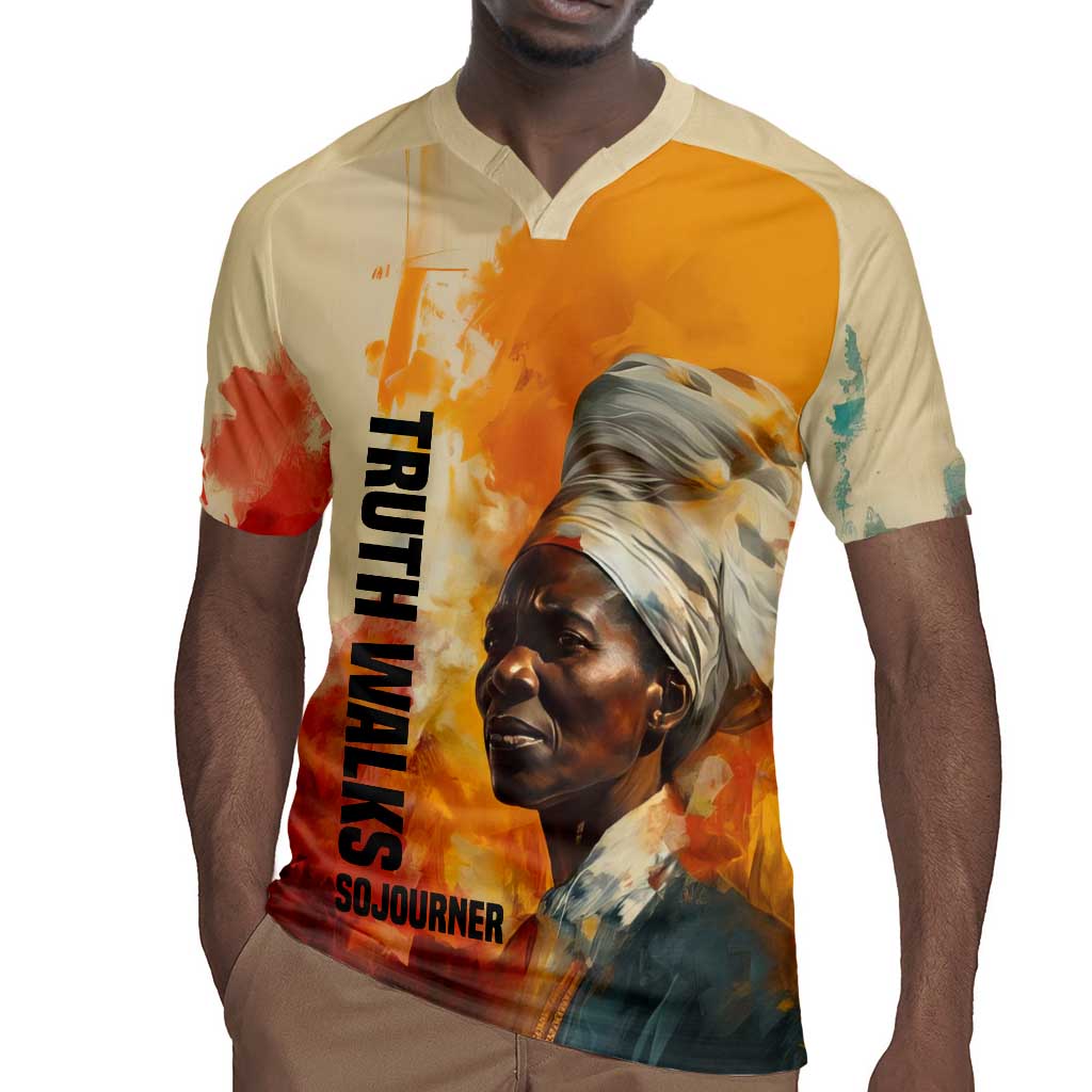 Sojourner Truth Rugby Jersey Truth Walks - Bold Portrait and Empowerment Design TS04