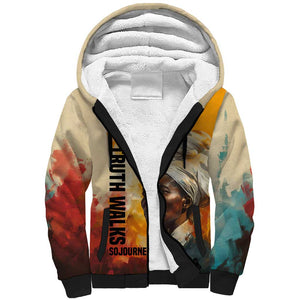 Sojourner Truth Sherpa Hoodie Truth Walks - Bold Portrait and Empowerment Design - African Pride