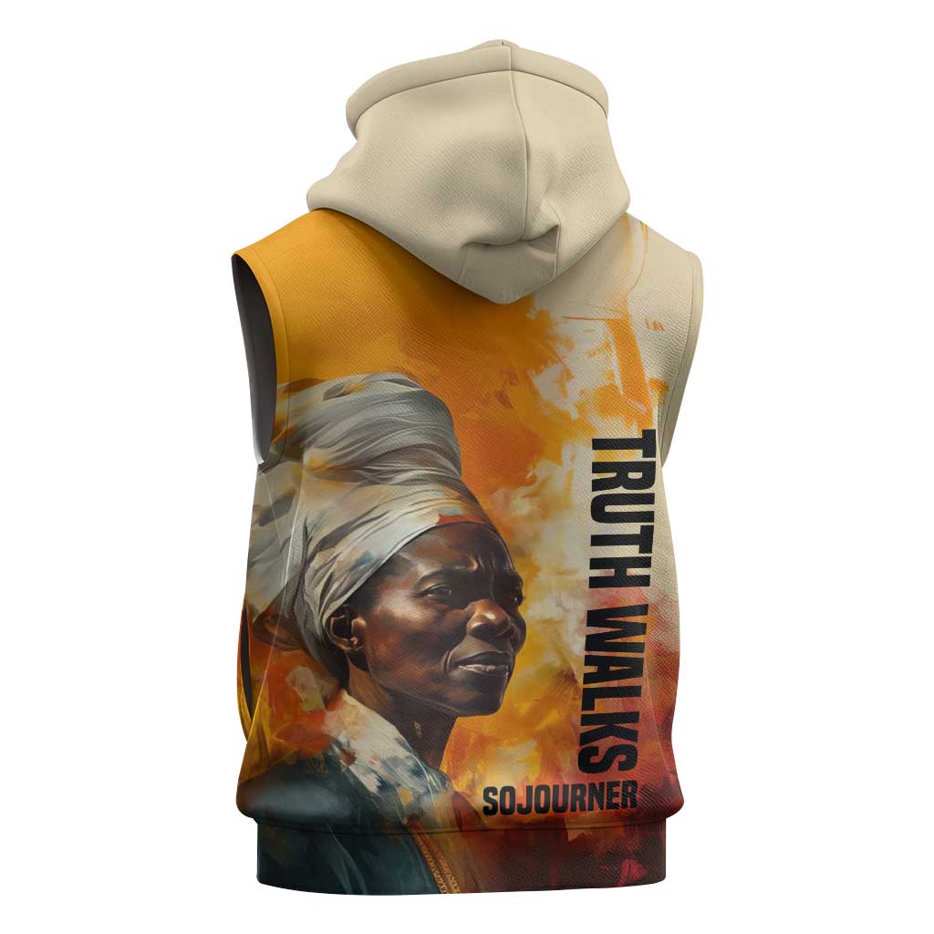 Sojourner Truth Sleeveless Zip Hoodie Truth Walks - Bold Portrait and Empowerment Design - African Pride
