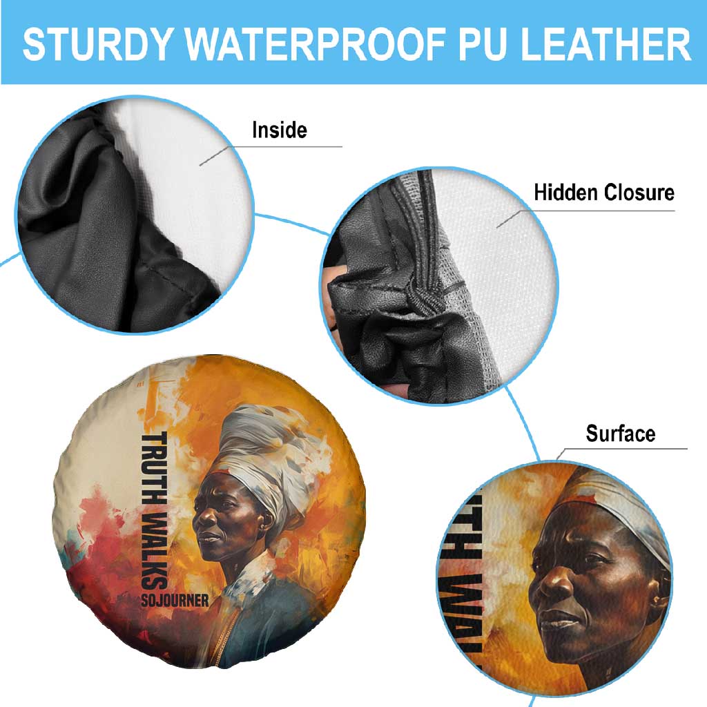 Sojourner Truth Spare Tire Cover Truth Walks - Bold Portrait and Empowerment Design - African Pride