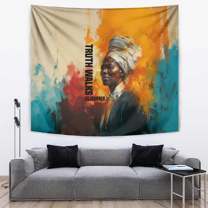 Sojourner Truth Tapestry Truth Walks - Bold Portrait and Empowerment Design - African Pride