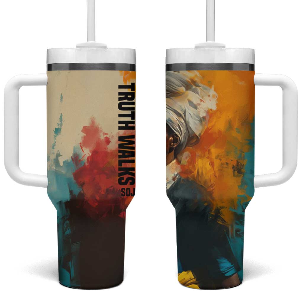 Sojourner Truth Tumbler With Handle Truth Walks - Bold Portrait and Empowerment Design - African Pride