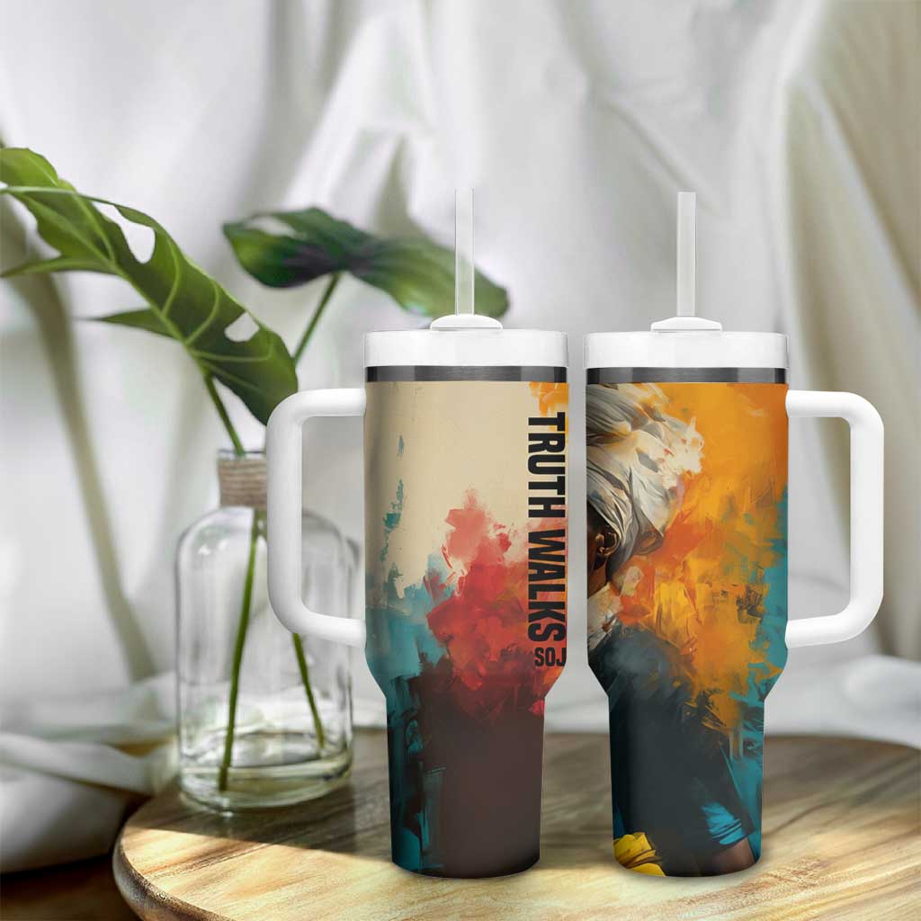 Sojourner Truth Tumbler With Handle Truth Walks - Bold Portrait and Empowerment Design - African Pride